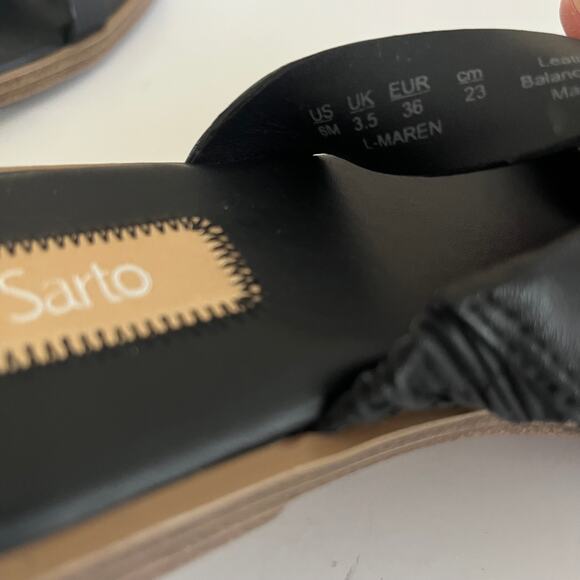 Franco Sarto 'Maren' Women's 6M Ankle Strap Sandal Black Leather Gladiator - Picture 8 of 9